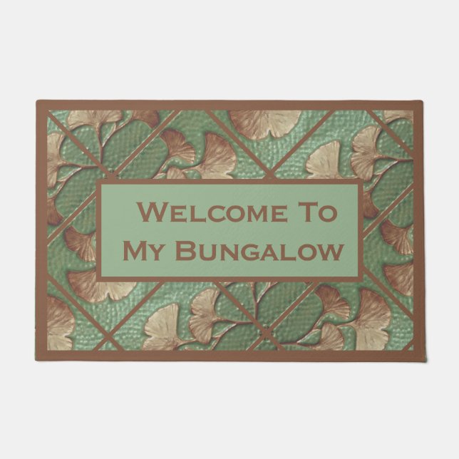 Felpudo Signo de bienvenida con hojas de gingko (Anverso)