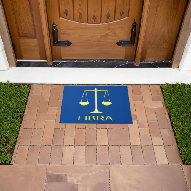 Felpudo Signo de estrella de balanzas de oro de Libra (Exterior)