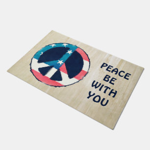 Felpudo Signo de paz estadounidense gruñón + tu dicho