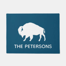 Silhouette de búfalo personalizada azul y blanco