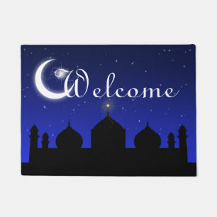 Felpudo Silhouette de la mezquita en la puerta de bienveni