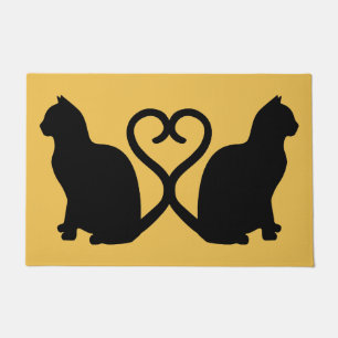 Felpudo Silhouette del corazón de dos gatos
