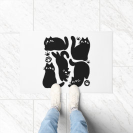 Felpudo Silhouettes de gato negro - Diseño felino lindo
