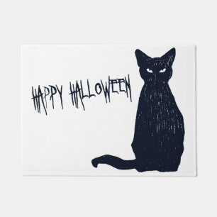 Felpudo Silueta asustadiza del gato negro de Halloween