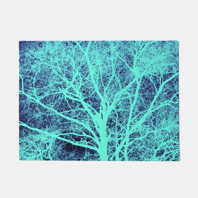 Felpudo Silueta de árbol verde (Anverso)