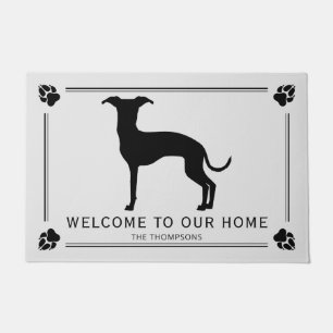 Felpudo Silueta de Galgo Italiano con Texto Personalizado