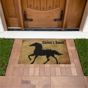 Felpudo Silueta del caballo negro, salvaje, personalizado