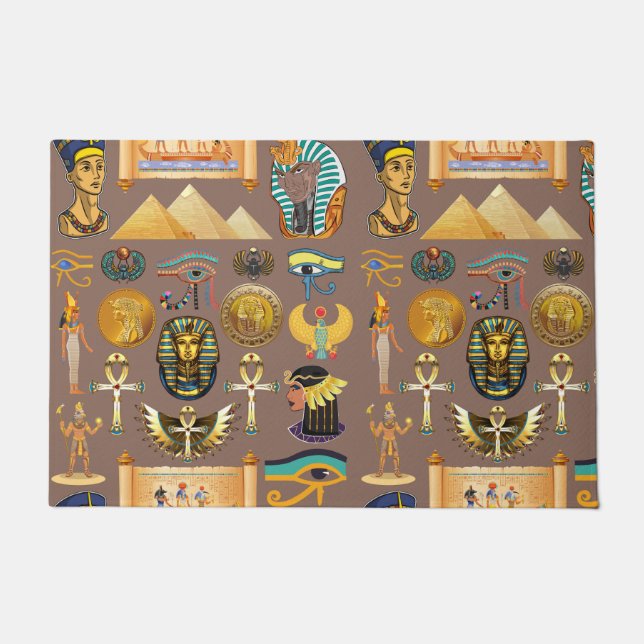 Felpudo Símbolo egipcio de patrón jeroglífico (Anverso)