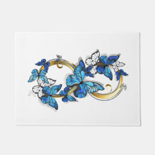 Felpudo Símbolo infinito de mariposas Morpho azules