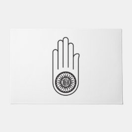 Felpudo Símbolo jain de Ahimsa (mano de la no violencia)