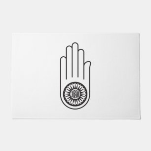 Felpudo Símbolo jain de Ahimsa (mano de la no violencia)