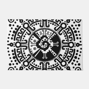 Felpudo Símbolo maya #3 blanco y negro de Hunab Ku