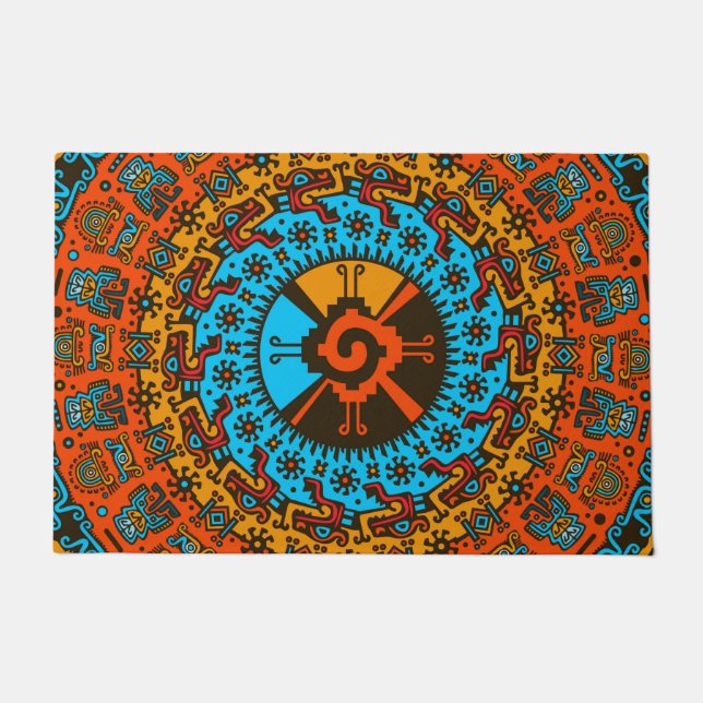 Felpudo Símbolo maya colorido #7 de Hunab Ku (Anverso)