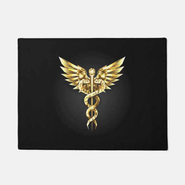 Felpudo Símbolo poligonal de oro Caduceus (Anverso)