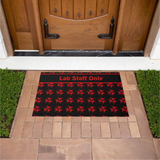 Felpudo Símbolo rojo de riesgo biológico Doormat con texto