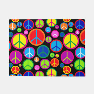 Felpudo Símbolos de paz maravillosos coloridos frescos