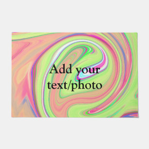 Felpudo Simple green orange watercolor add your text name