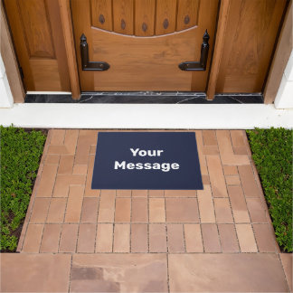 Felpudo Simple Midnight Blue y White Your Message Text