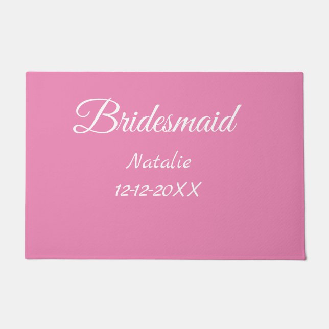 Felpudo Simple minimal pink bridesmaid add name year text  (Anverso)