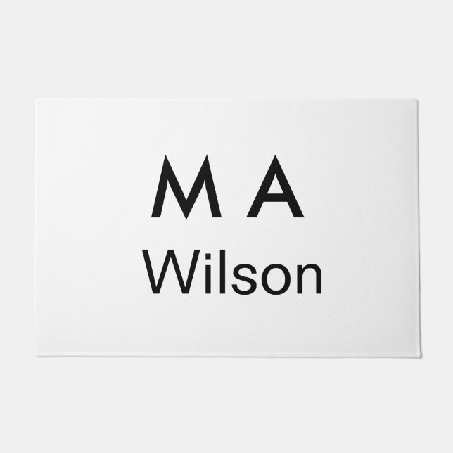 Felpudo Simple monogram add your name letter man minimal   (Anverso)