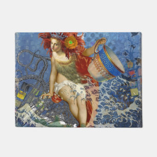 Felpudo Sirena Acuario Arte Gótico Azul