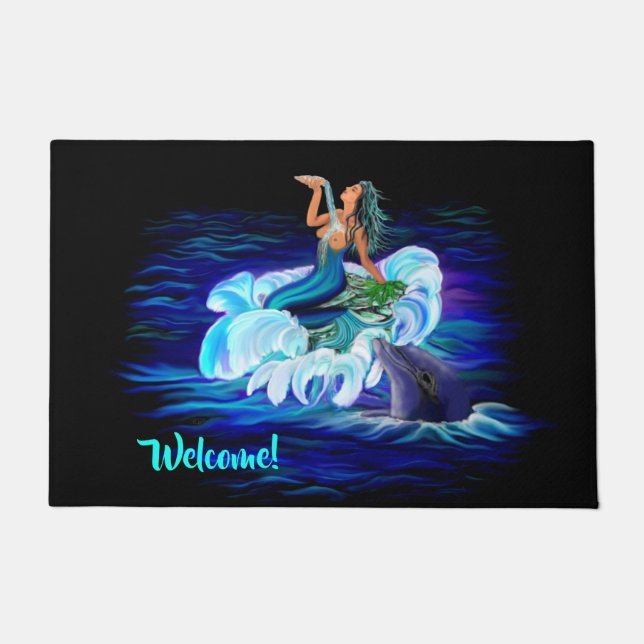 Felpudo Sirena con delfín (Anverso)