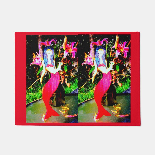 Felpudo sirenas de fiesta roja (Anverso)