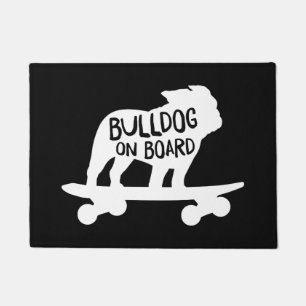Felpudo Skateboarding Dog Silhouette Bulldog a bordo