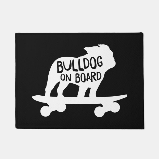 Felpudo Skateboarding Dog Silhouette | Bulldog a bordo (Anverso)
