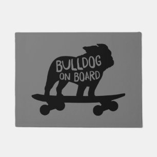 Felpudo Skateboarding Dog Silhouette   Bulldog a bordo