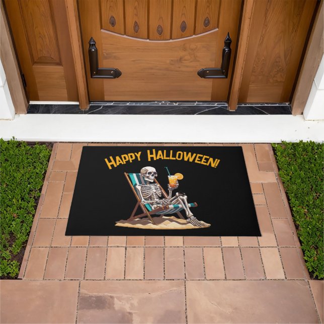 Felpudo Skeleton Beach Lounging Halloween (Exterior)