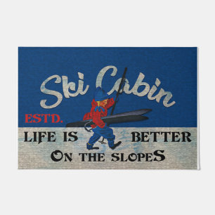 Felpudo Ski Cabin Retro Rug, Life Is Better On The Slopes