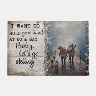Felpudo Skiing Family Doormat, Snow Ski Snowboard