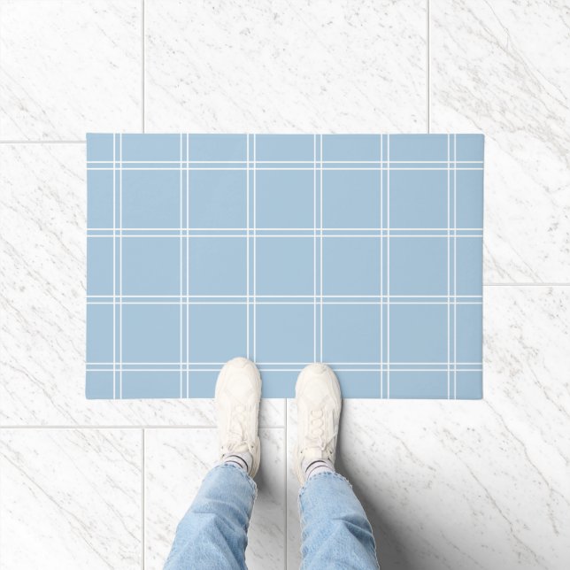 Felpudo Sky Blue and White Windowpane Check (Interior)