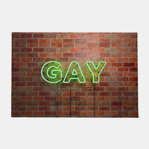 Felpudo SlipperyJoe iluminó el letrero de neón gay brillan