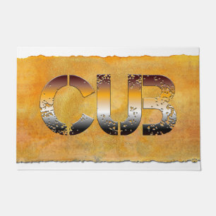 Felpudo SlipperyJoe's cub bear words gold brown tan white