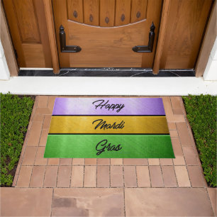 Felpudo SlipperyJoe's Happy Mardi Gras morado de oro verde