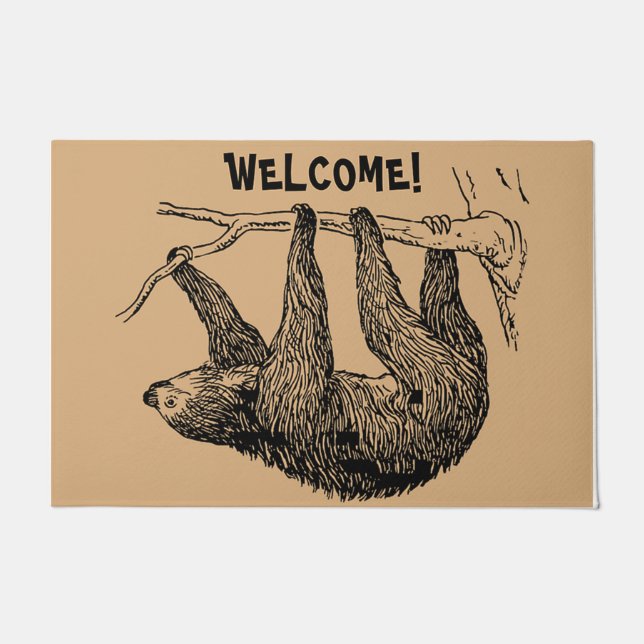 Felpudo Sloth Lover Gift, Sloth Welcome Doormat (Anverso)