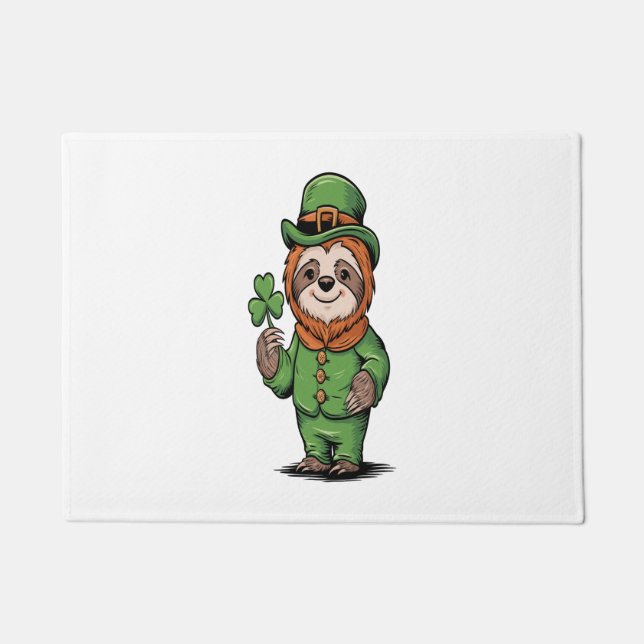 Felpudo Sloth St Patrick's Day Irish Lucky (Anverso)