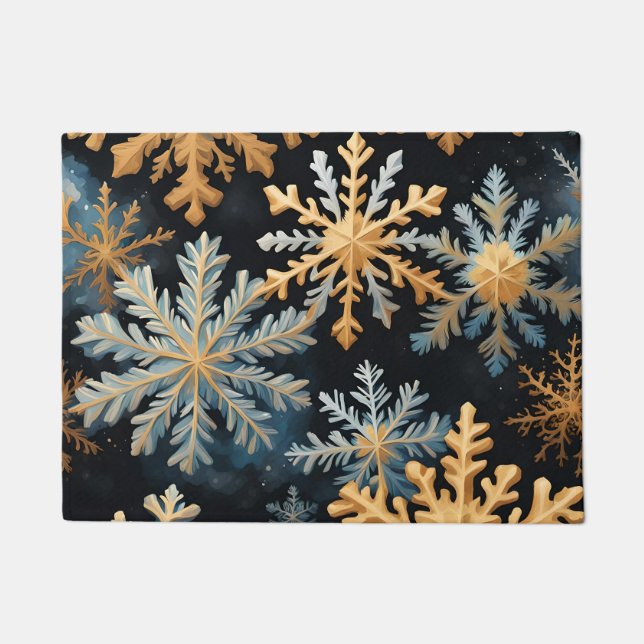Felpudo Snflakes Magic Navidades Black Gold Blue (Anverso)