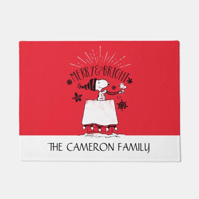 Felpudo Snoopy and Woodstock - Merry & Bright (Anverso)
