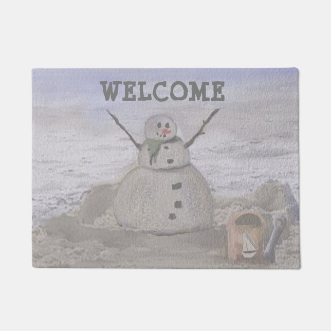 Felpudo Snowman helado en Doormat (Anverso)