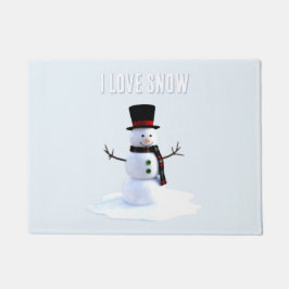 Felpudo Snowman with hat and scarf. I Love Snow