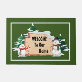 Felpudo Snowmen Greeting  Doormat