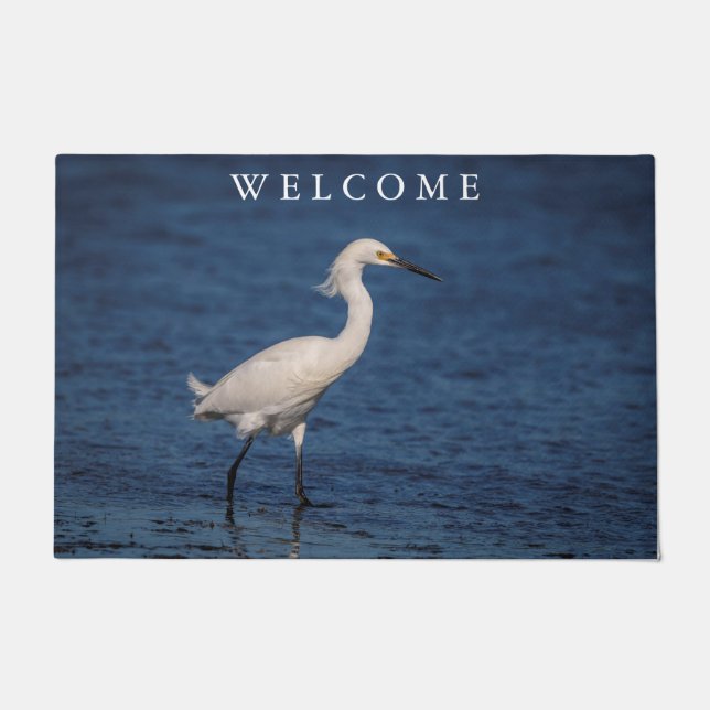 Felpudo Snowy Egret en North Beach (Anverso)