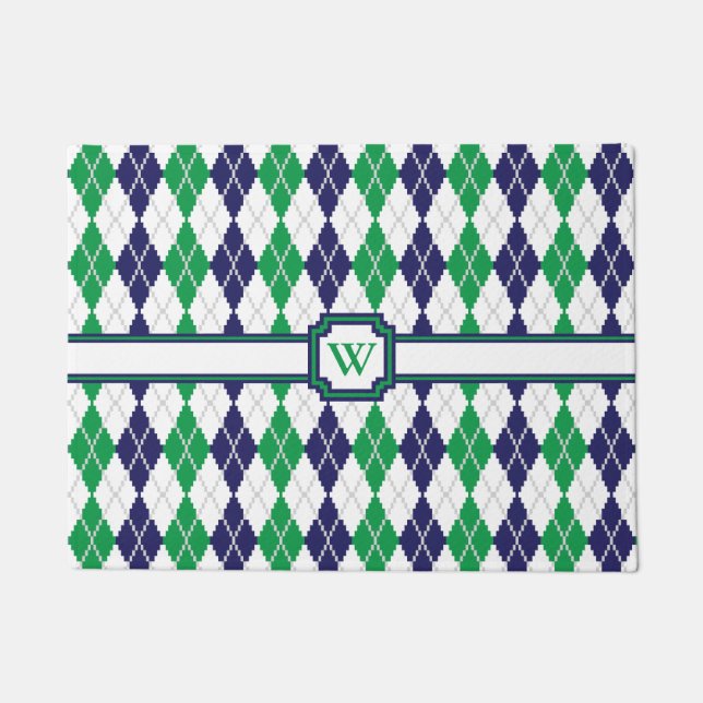 Felpudo Sobre el Doormat Verde Argyle (Anverso)