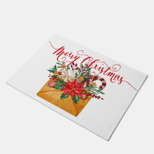 Felpudo sobre floral de Feliz Navidad