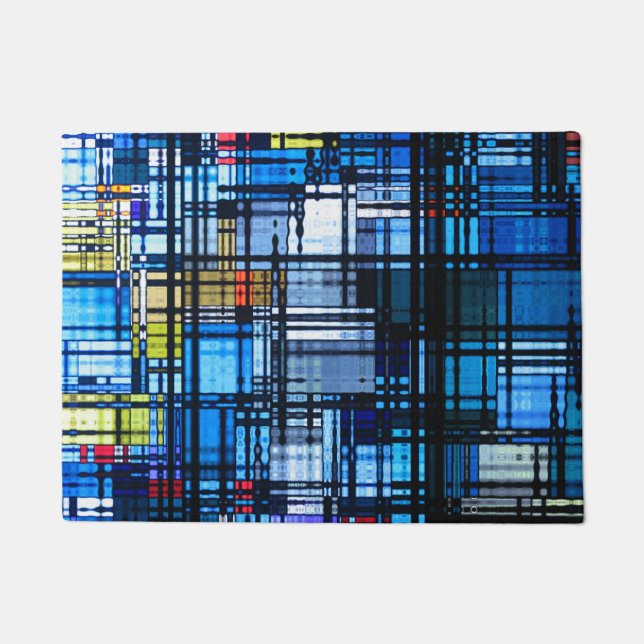 Felpudo Sobre todo extracto moderno azul (Anverso)