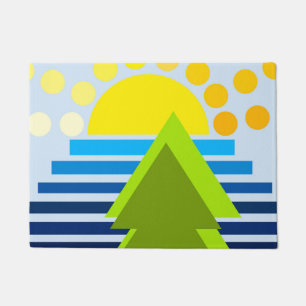 Felpudo Sol abstracto mar amarillo verde