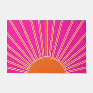 Felpudo Sol Sunrise Caliente Rosa Y Naranja Preppy Sunshin